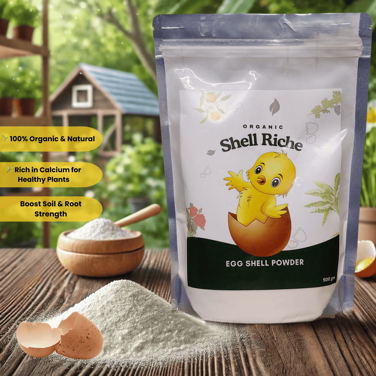 ShellRiche 100% Natural Eggshell Powder – Organic Calcium Booster